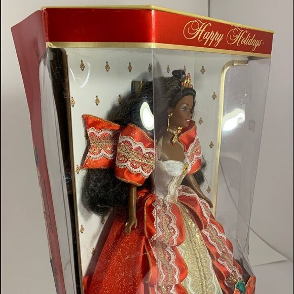 Happy Holidays Barbie Special Edition Wrapped In Red Ribbons Delicate Lace - Picture 11 of 14